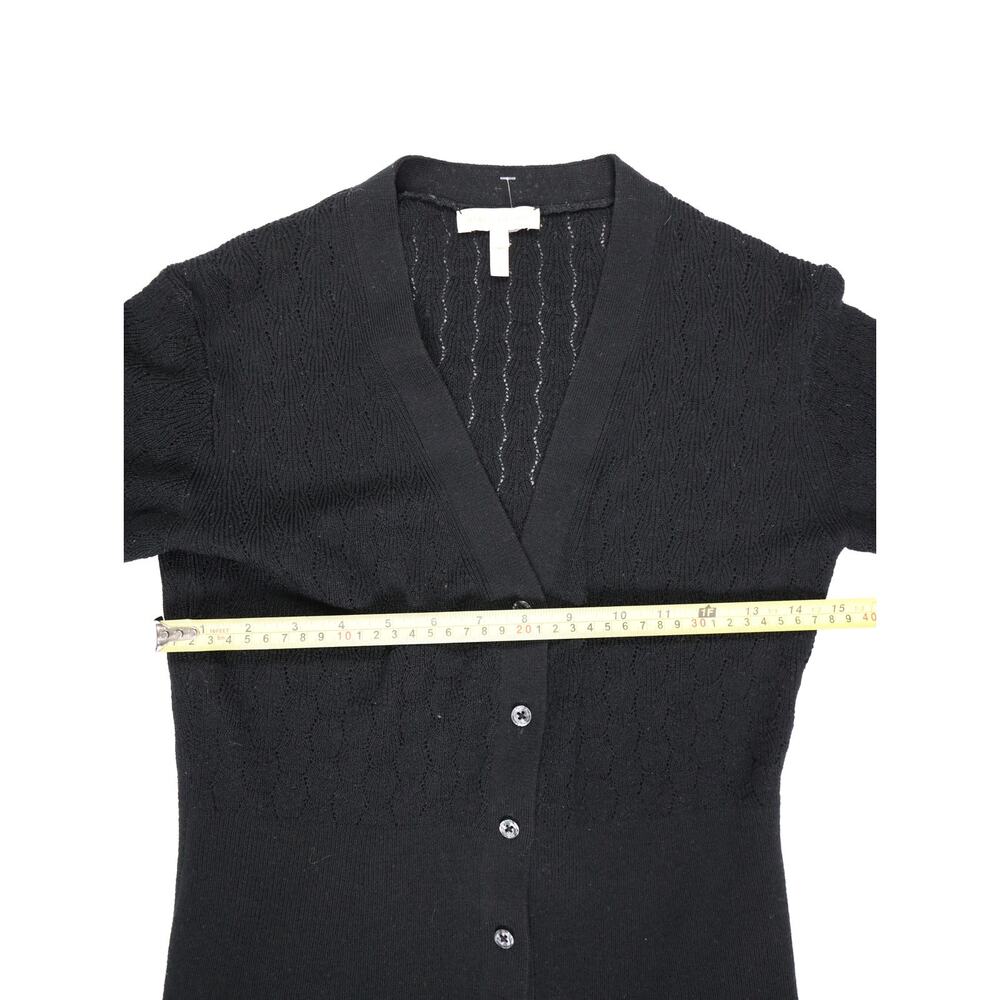 Quiet Luxe Parisian Chic Rebecca Taylor Black Pointelle Wool Cardigan Capsule XS - Picture 12 of 14